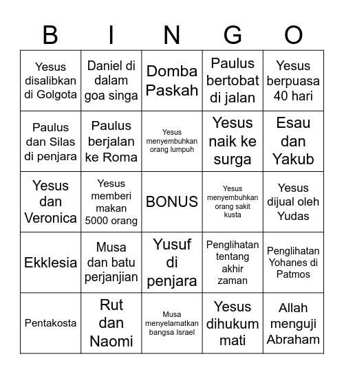EKKLESIA BINGO Card