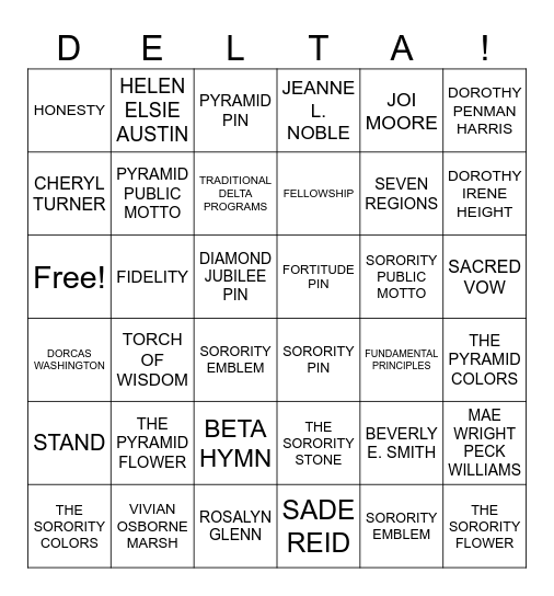 PYRAMID BINGO Card