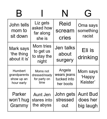 Family Easter Bingo Card