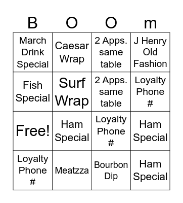 Brick's Bingo Card