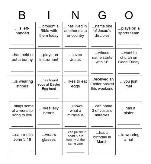 Find a Friend Who... Bingo Card