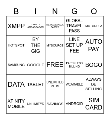 Mobile Bingo Card