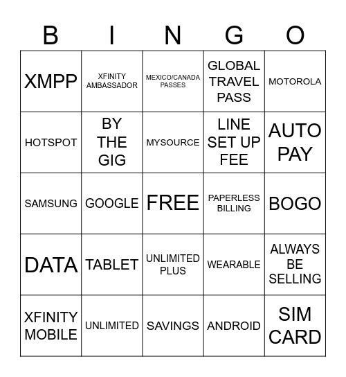 Mobile Bingo Card