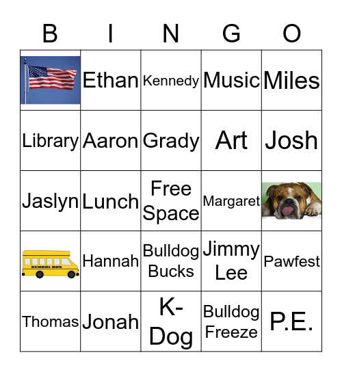 Mrs. Sewell's Kindergarten Class  2016 Bingo Card