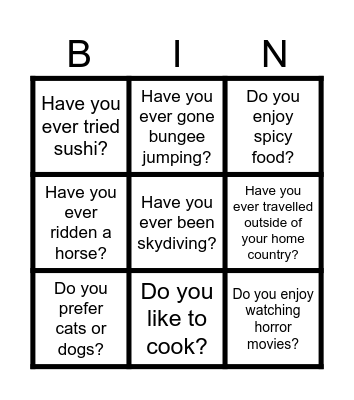 Design and Lead a Game Bingo Card