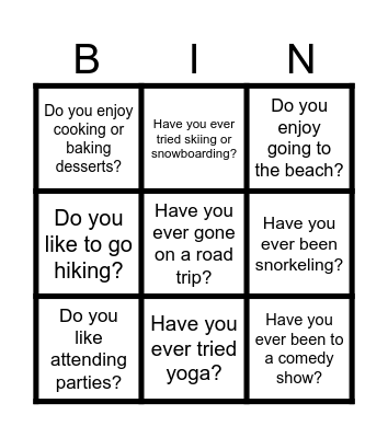 Design and Lead a Game Bingo Card