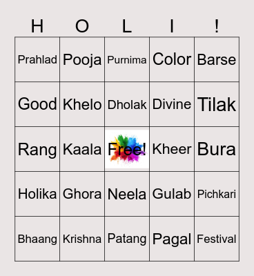 Bura Na Mano Holi Hai! Bingo Card