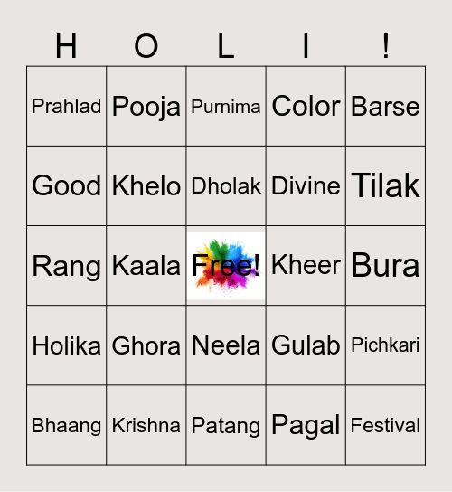 Bura Na Mano Holi Hai! Bingo Card