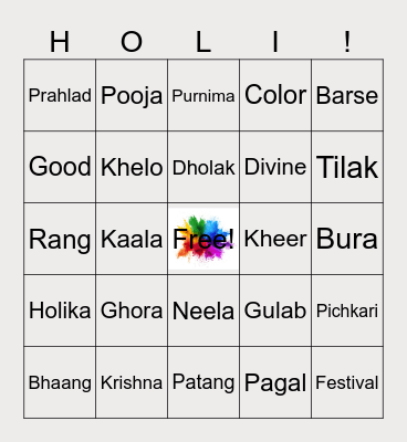 Bura Na Mano Holi Hai! Bingo Card