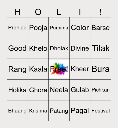 Bura Na Mano Holi Hai! Bingo Card