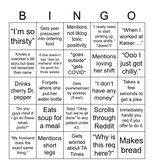 Swister Bingo Card