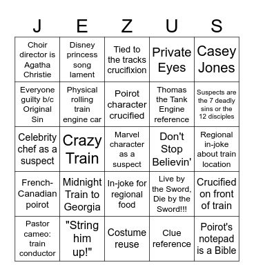 Church o' the Rock Poirot Easter Bingo Card