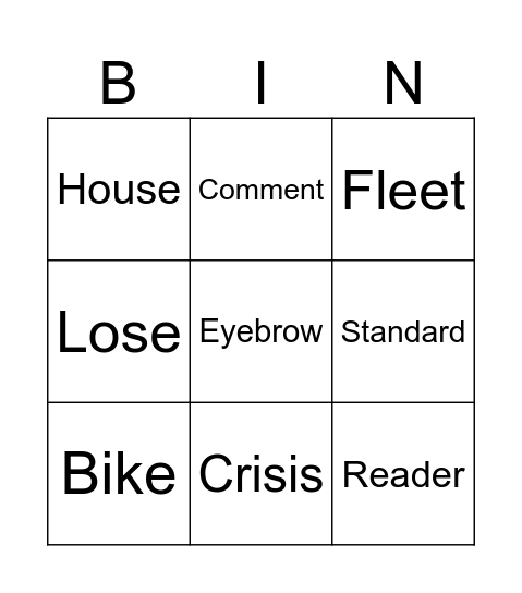 Bingo Dingo Bingo Card