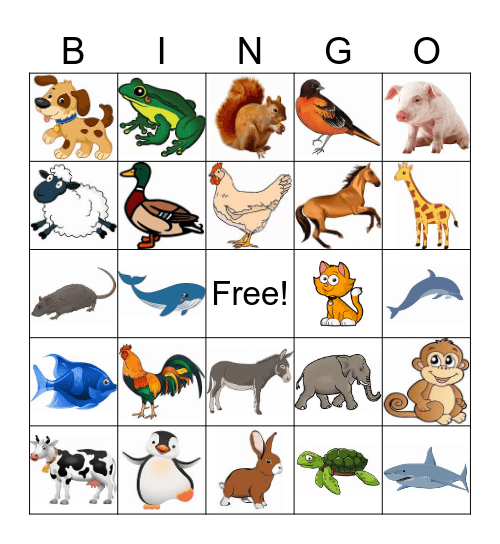 Los animales Bingo Card