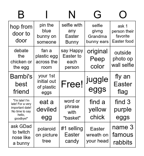 Easter 2024 Bingo Card