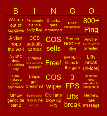 Utopia Bingo Part 2 Feat. Chlorba Bingo Card