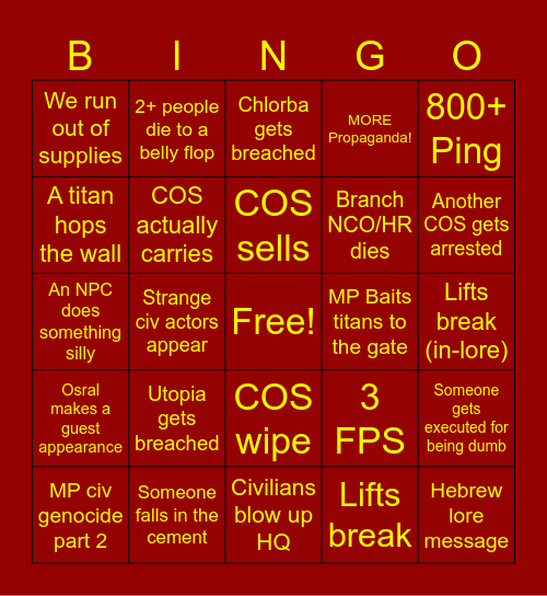 Utopia Bingo Part 2 Feat. Chlorba Bingo Card