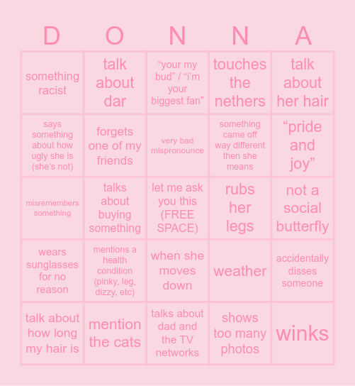 moni car bingo Card