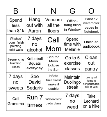 April Bingo Card
