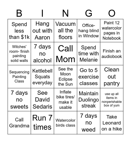 April Bingo Card