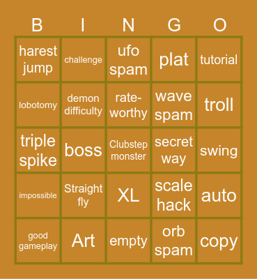 GD recent tab bingo Card