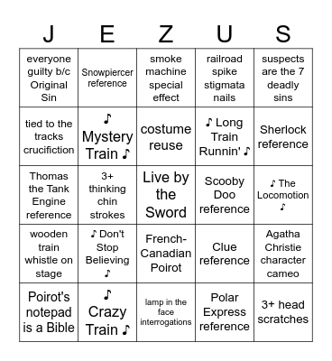 MURDER ON THE JERUSALEM EXPRESS Bingo Card