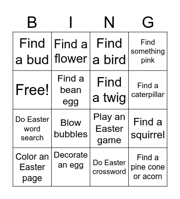 Spring and Easter 2024 Bingo Card