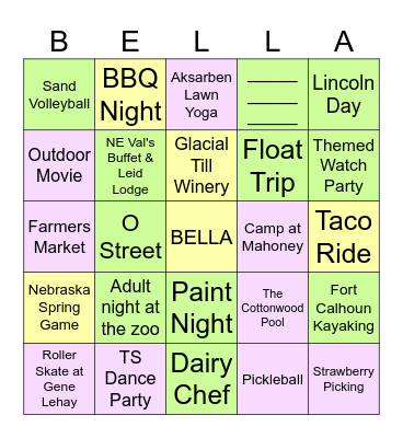 BYE BELLA </3 Bingo Card