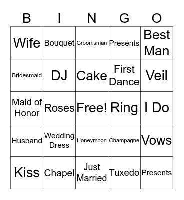 Laura's Bridal Shower Bingo Card