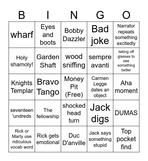 Oak Island S10 E6 Card 2 Bingo Card