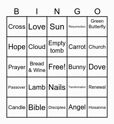 Easter Bingo Umphress Road United Methodist Church Bingo Card