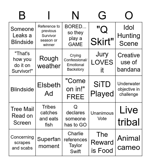 Survivor 46 Episode 5 Bingo Card