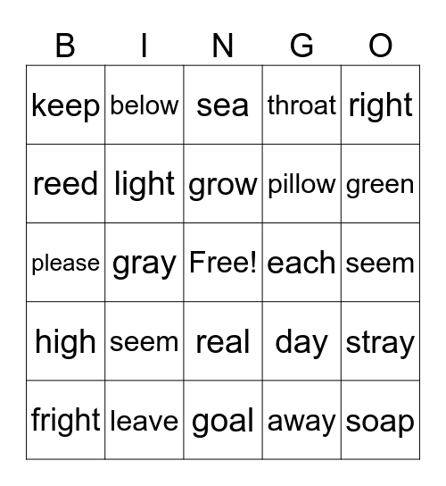 Lesson 88 Vowel Team Reviw Bingo Card