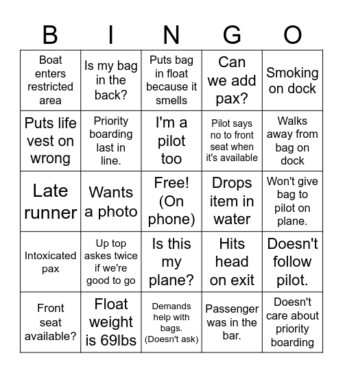 Dock bingo Card