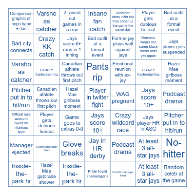 2024 Blue Jays Bingo! Bingo Card