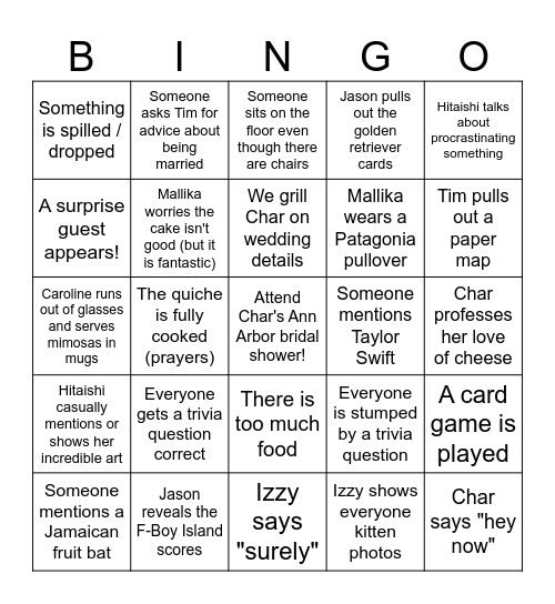 CHAR-GO Bingo Card