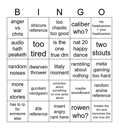 phynix der denth Bingo Card