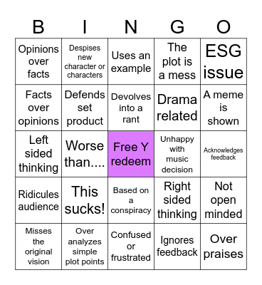 Youtuber, Streamer/Critic's Review thoughts Bingo Card