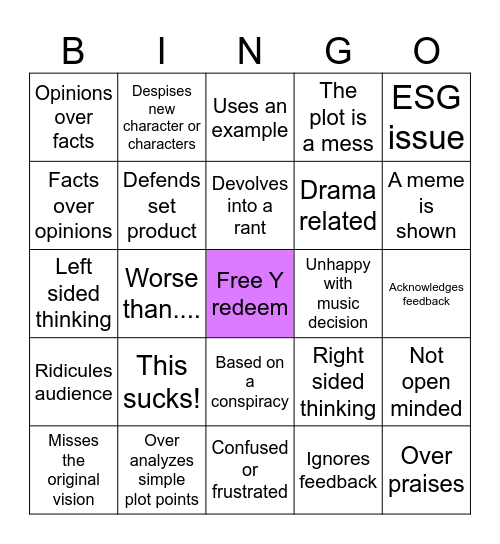 Youtuber, Streamer/Critic's Review thoughts Bingo Card