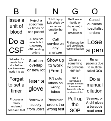 SWG Lab Week Bingo 2024 Bingo Card