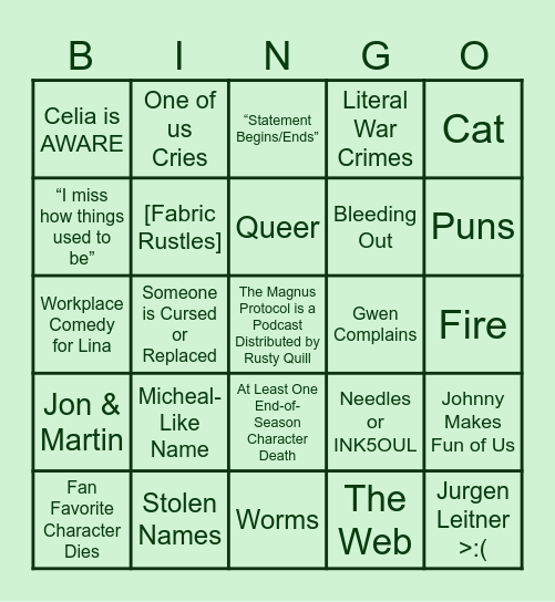 Magnus Protocol Bingo Card