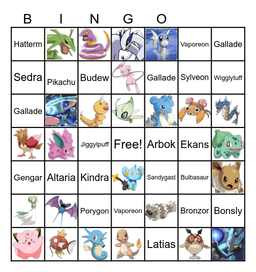 Pokemon Bingo Card