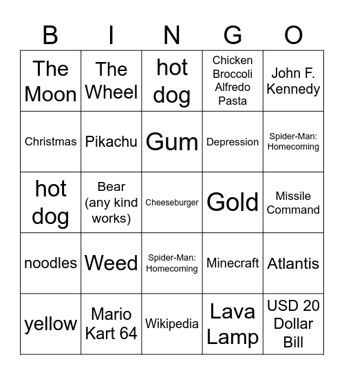 Infinite Craft Bingo Card