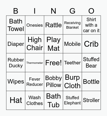 Baby Gift Bingo Card