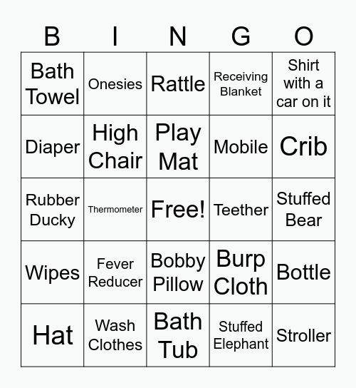 Baby Gift Bingo Card