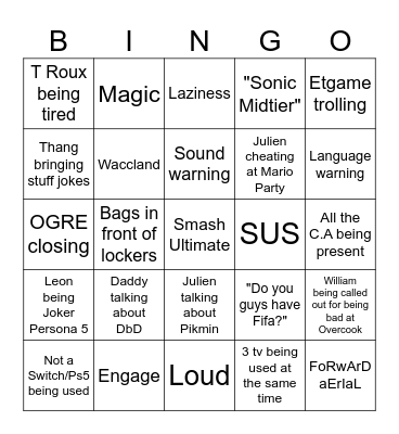 Ogre Bingo Card