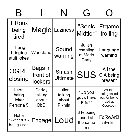 Ogre Bingo Card