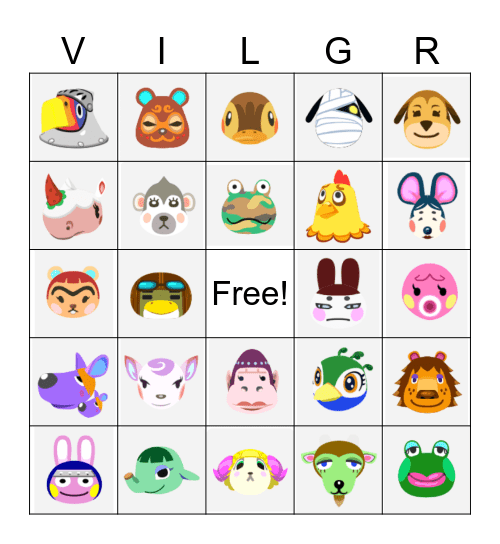 Animal Crossing Bingo- DOM HUNT Bingo Card