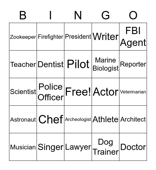 Career Bingo  Bingo Card