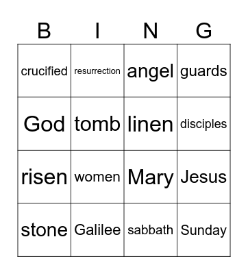 Easter Sunday Bingo Card